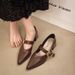 French Small Fragrant Style Pointed Head Thick Heel Single Shoes Women's Beige Word With Medium Heel High Heels Are Not Tired_vogvips.com