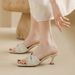 2026 Square-Toed Thin-Heeled Sandals For Women, Summer Fashionable Mid-Heel White High Heels, Soft Leather, Fairy-Style,_vogvips.com