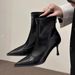 Stiletto Internet Celebrity Slim For Women 2024 Autumn Winter New Versatile Pointed Toe Short Elegant High Heel Ankle_vogvips.com