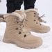 Winter Men's Snow Boots With Plush Ulation Cotton Shoes For Sports, Windproof, Lace Up, Wear-Resistant, Outdoor Large_vogvips.com