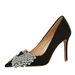 Bow Single Shoes Thin Heel Super High Heel Satin Light Luxury Pointed Head Shallow Mouth High Heel Single Shoes_vogvips.com
