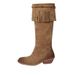 Over-the-Knee For Women 2024 Autumn Winter New Tassel Woven Western Color-Washed Chunky Heel Suede Long Boots_vogvips.com
