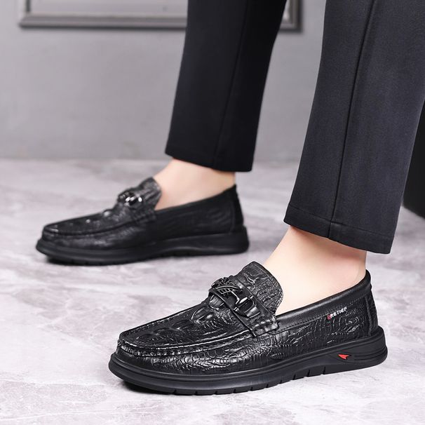 ct Suitable For All Seasons Doudou 2025 Spring New Cowhide High-end Loafers Business Men's Casual Leather Crocodile Pattern Single Shoes_vogvips.com