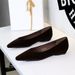 3685 Korean Style Fashion Low Women's Small Pointed Toe Shallow Mouth Wedge Heel Velvet Slip-On Elegant OL Single Shoes_vogvips.com