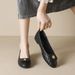 French Single Shoes Women's Round Head Black Xiaoxiangfeng Grandma Shoes Soft Sole Shallow Mouth Flat Shoes_vogvips.com