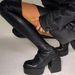 New Large 43 Autumn/Winter Style Black Thick Soled High Heels Over Knee Elastic Boots Motorcycle_vogvips.com
