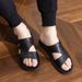 Mens Sandals 2025 New Leather Thick Bottom Beach Summer Outdoor Dad Anti-slip Dual-purpose Slippers_vogvips.com