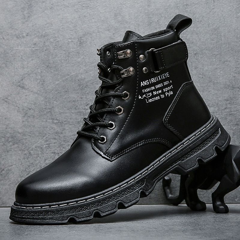 European Warm Series 2025 Autumn Martin Men Korean Style High-top British Work Men's Military Boots Casual Trendy Shoes_vogvips.com