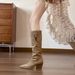White Long For Women 2025 Autumn Winter New Thick Heel Pointed Toe Riding Lace Over-the-Knee High Boots_vogvips.com