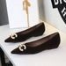 3685-K79 French-style Pointed-toe Women's Shoes, Versatile With Metal Buckle, Suede Slip-on Wedge Heel, Suitable For_vogvips.com
