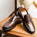 Professional One Foot Leather Elegant Gentlemen's Loafers, Men's Handmade Shoes, Simple Top Layer Cowhide Shoes_vogvips.com