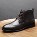 European Warm Series Men's Genuine Leather High-Top Martin Casual Breathable Short British Style Brogue Boots_vogvips.com