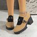 Cross-border Foreign Trade Fashion High-heeled Women's 2025 Winter New Casual Comfortable Chunky Heel Deep-cut Round-toe_vogvips.com