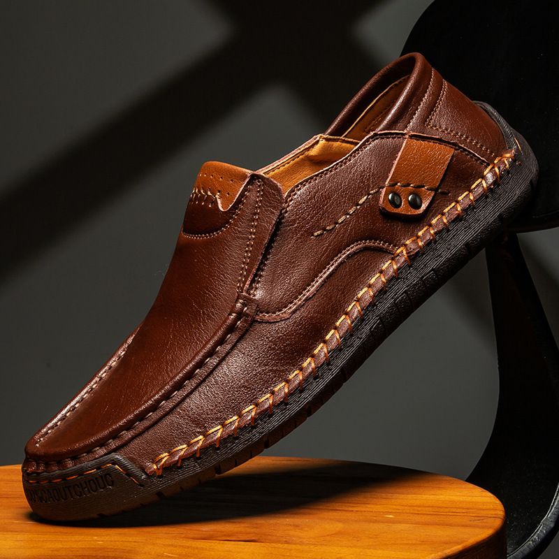 Plus-Size Trendy Driving Men's Shoes Breathable Genuine Leather Versatile Loafers Men's Business British Style Casual Le_vogvips.com