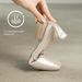 【Soft Sole And Soft Upper】Cameido Delicate Pearl Ankle Strap Mary Jane Shoes, 2025 Autumn Thick Heel Shallow Single Shoes_vogvips.com
