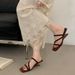 Vintage Summer Narrow Band Women Slippers Fashion Open Toe Wedges Heel Slide Ladies Casual Slip On Daily Wear Dress Sandalias_vogvips.com