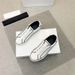 Striped White Ji Low-top Sneakers Genuine Leather Lace-up Trendy G Family Versatile Skate Simple Men's Shoes_vogvips.com