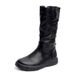 Winter Pleated mid Calf Boots for Women Retro Style plus Size Side Zipper Slim Fit Casual Booties_vogvips.com