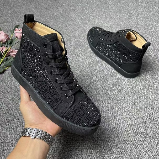 European Shoes For Men, New Spring And Autumn Styles, Versatile Trendy Rhinestone Men's Red-soled Shoes, Fashionable_vogvips.com