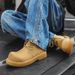 Derby Shoes Men's Platform Big Head Leather Shoes Medium Top Round Head Heightening Big Yellow Boots Leisure College Wind Green Tide Shoes_vogvips.com
