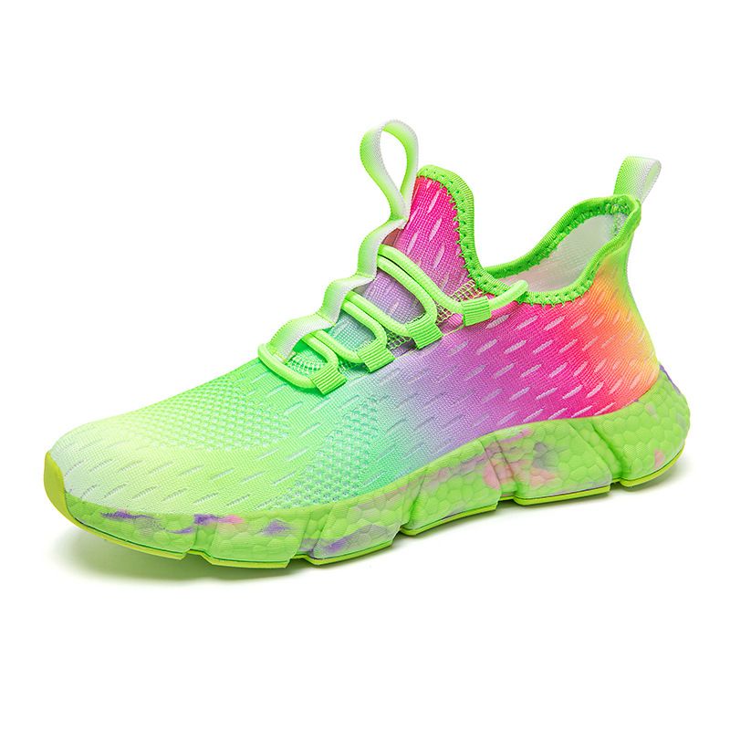Live Streaming Gradient Color Trend Casual Sports For Men And Women, Couples, Flying Woven Mesh S, Popcorn Running_vogvips.com