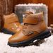 Children S Martin Boots Boys Winter Primary School Students Mid Top Plus Velvet Thick Girls Keep Warm Sized Children Cotton Shoes_vogvips.com