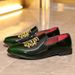 Leather Embroidered Loafers, One Foot Business Leather Men's Shoes, Trendy High-end, Breathable And Odorless Feet_vogvips.com