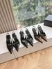 23 Autumn Winter New Square Rhinestone High Heels Belt Buckle Metal Iron Toe Sandals Park Chae Young Same Style Thin_vogvips.com