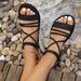 Plus-size Women's Summer 26 New Models, Flat-soled, Simple And Versatile, Korean Style, Cross-strap Beach Fairy-style_vogvips.com