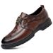 New Fashion Men's British Black Business Casual Loafer Shoes Daily Driving Office Leather Shoes One Foot Pedal Lazy Brown Banquet Dress Wedding Men's_vogvips.com