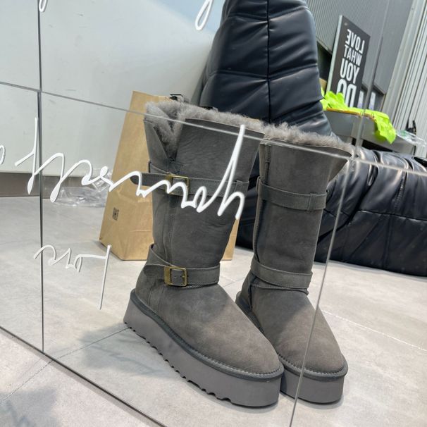 Classic Design Women Tall Short Snow Boots Knee Womens Winter Warm Boot Cozy Sheepskin Plush Casual Boots Beautiful Gift_vogvips.com