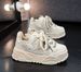 Unisex Creamy White Star Patterned Loaf Shoes Trendy Couple Sneakers Versatile New Style For Men And Women_vogvips.com