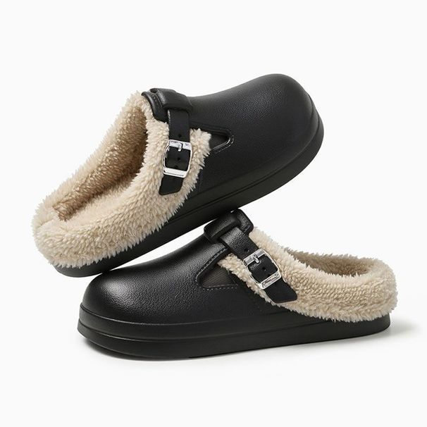 Thick-Soled For Women, Autumn And Winter Indoor Home Fleece-Lined Warm Retro Shoes, Versatile Outdoor_vogvips.com