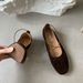 Retro Cross-Strap Suede Soft Leather Women's Mary Jane Flats Ballet Shallow Square-Toed Single Shoes_vogvips.com
