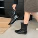 French Style Elegant Small Square Toe Hidden Heel Slim For Women 2024 Autumn Winter New Back Zipper Versatile Short_vogvips.com