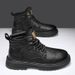 European Warm Series Martin Autumn Winter High Top British Style Casual Leather Shoes Men's Short New Versatile Trendy Mid-Top Work Boots_vogvips.com