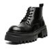 Black Tooling Big Head Lace-Up Thick Sole Height-Up Martin Boots_vogvips.com