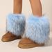Women's Winter Furry Boots Fashion Y2K Trendy Cute Warm Platform Mid-Calf Snow Boots For Daily Wear Warm Thick Bottom Mid Tube Boots Snow Boots_vogvips.com