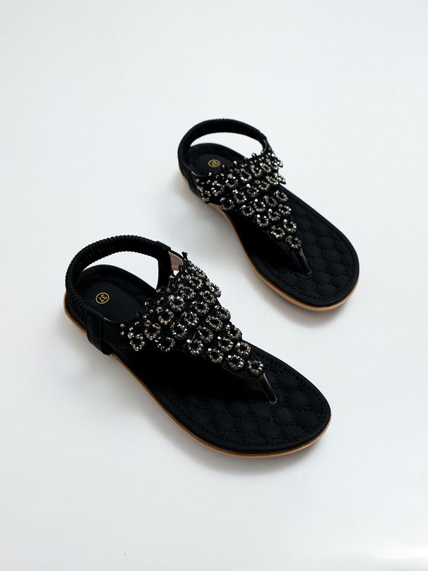 Embroidered Beaded Boho Flat Thong Sandals Large Size Comfortable Summer Footwear_vogvips.com