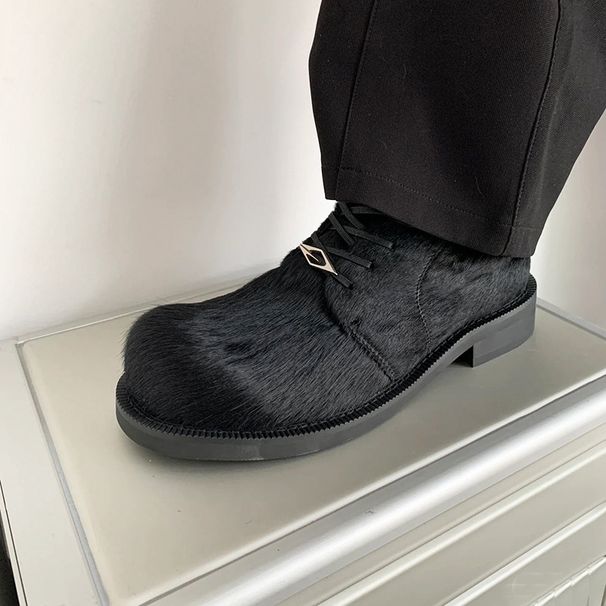 Horse Hair Derby Leather Men's And Women's Commuting Thick Soled Lefu Casual Big Toe Shoes_vogvips.com