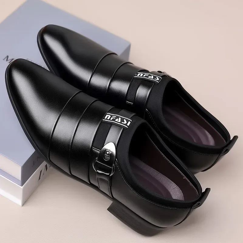 2025 New Men's Formal Shoes Plus Size Moccasins Pointed Toe Man Leather Shoe Classic Wedding Shoes Office Business Casual Shoes_vogvips.com