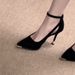 2026 New Model Pointed Toe Buckle Strap Sandals For Women, Summer Thin Heel French Style Elegant Black Suede High Heels_vogvips.com