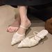 Chinese-style Mesh High-heeled Mules, 2025 Summer New Model, Slip-on With Thin Heels, Pointed Toe, Open-back Women's_vogvips.com