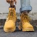 Thick-soled Heightening Rhubarb Boots, Men's And Women's Martin Boots, Casual Mountaineering Kicks, Not Bad, Bumblebee Tooling Boots_vogvips.com
