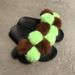 Women’s Shoes Color Matching Fur Ball Slippers O Wear Outside Arge Size Flat Bottom Fur Slippers_vogvips.com