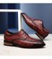 Men's Leather Shoes Low-top Leather Embossed Crocodile Grain Hole Casual Shoes Wooden Root Single Men's Shoes_vogvips.com