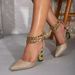 Women's Thick Hollow Single Shoe High Heels Gold Shoes Fashion Women's Shoes_vogvips.com
