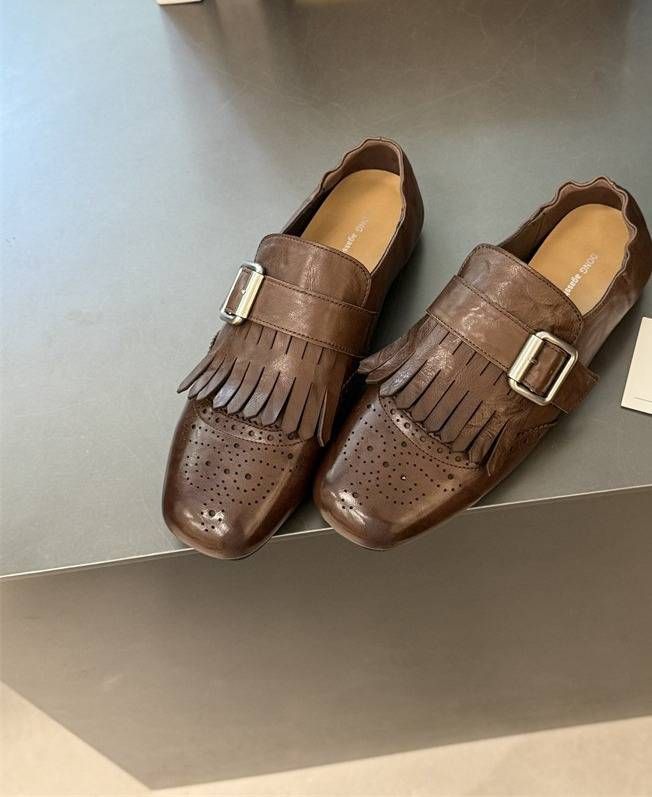 Women's Classic Brogue Loafers With Tassel & Embroidery - Vintage-Inspired Square-Toe Slip-On Shoes For Spring & Fall_vogvips.com