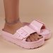 Women's Solid Color Indoor Adjustable Buckle Slip-On Casual Thick Sole Home Slippers Comfortable Footwear_vogvips.com