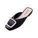 2025 Flat Retro Sandals Fashion Spring And Summer Solid Color Round Toe Non Slip Casual Simple Metal Women Shoes_vogvips.com